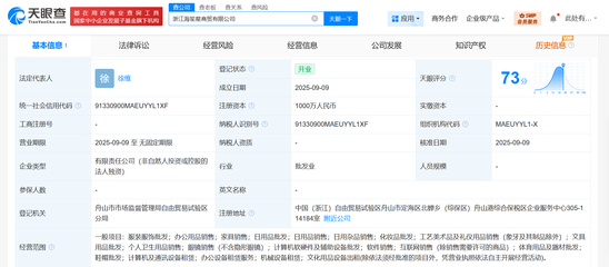 海馬體跨界布局 成立海笙星商貿公司，注冊資本1000萬進軍工藝美術品與禮儀用品市場